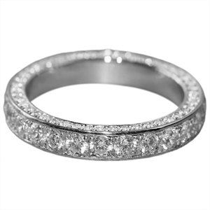 Sparkling White Topaz and Pave Stone Eternity Ring